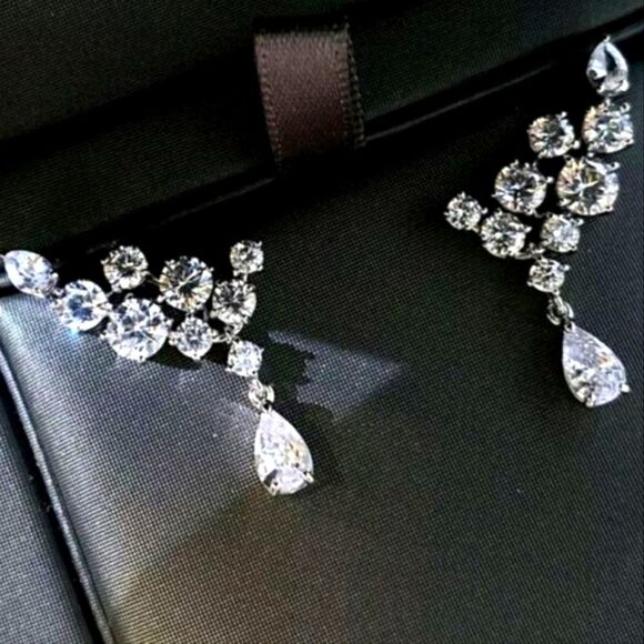 Clear White 1.20 Ct. Diamond Stud Back Earrings 14K White Gold on 925 Silver - Picture 3 of 6